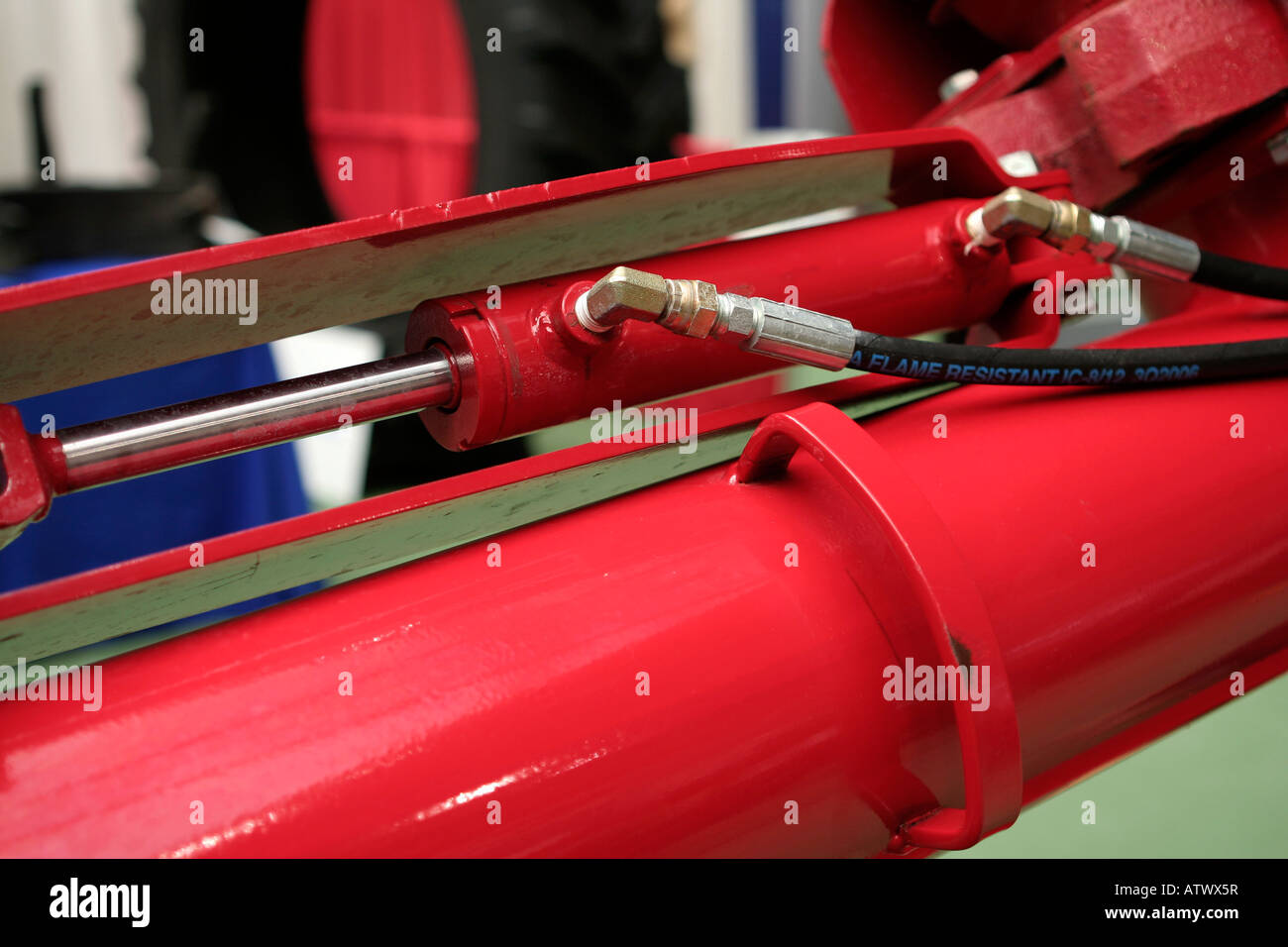 Extended hydraulic cylinder on Agricultural equipment Stock Photo Alamy