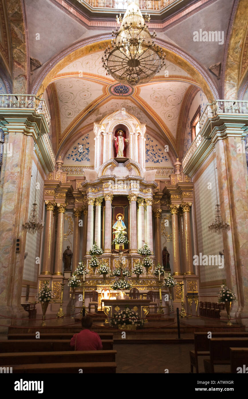 MEXICO Guanajuato Interior of Our Lady of Sorrows Parish Church 18th century cry for Independence made annually in atrium Stock Photo