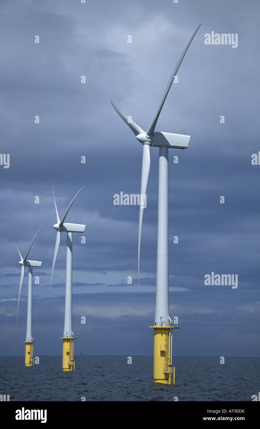 North Hoyle off shore wind farm near Rhyl in North Wales UK Stock Photo
