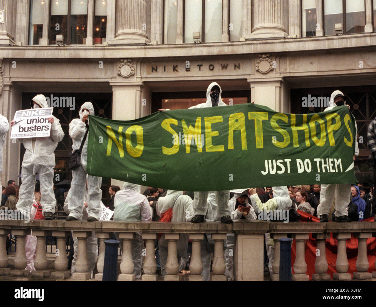 Demonstration against Nike and it's policy of using sweatshop slavery. 2003  Stock Photo - Alamy