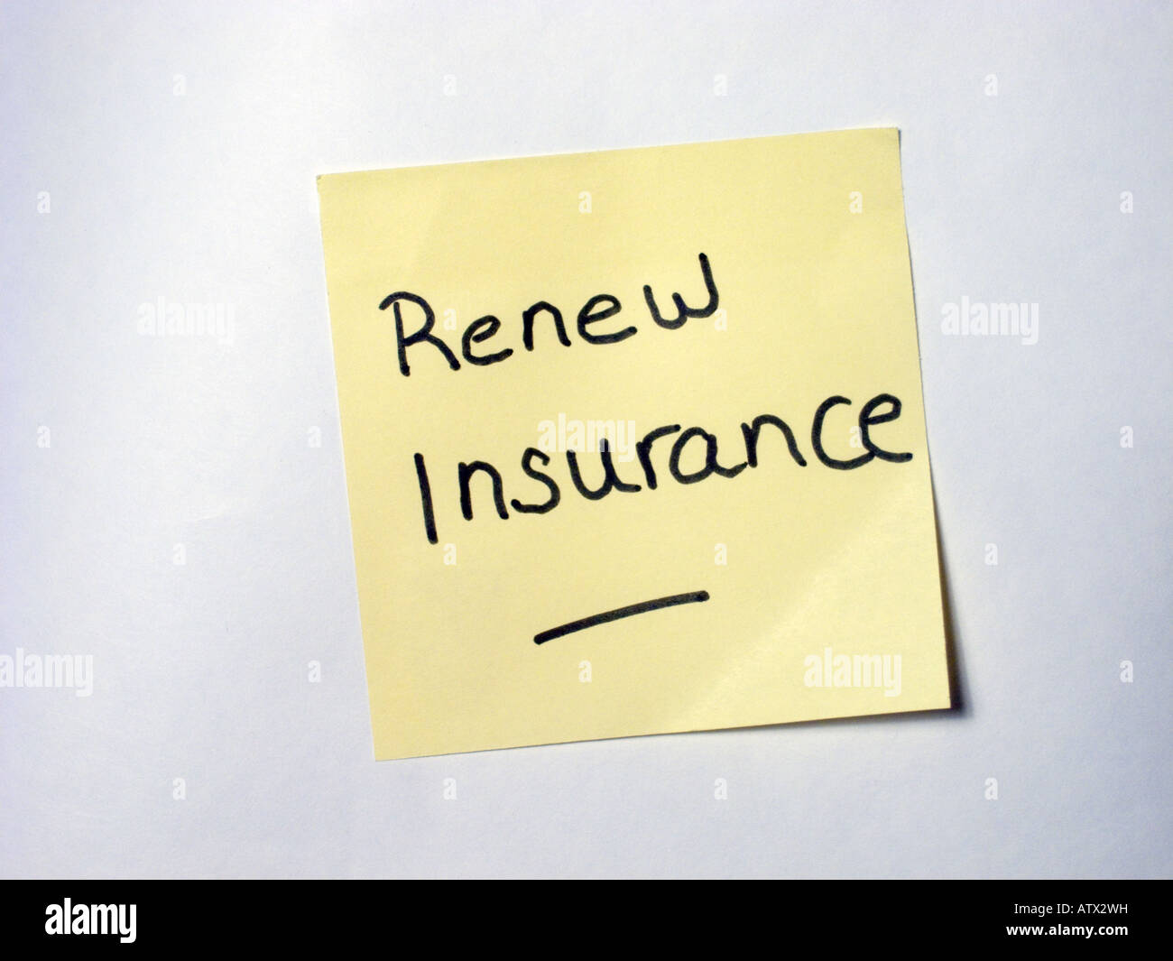 renew insurance reminder note Stock Photo Alamy