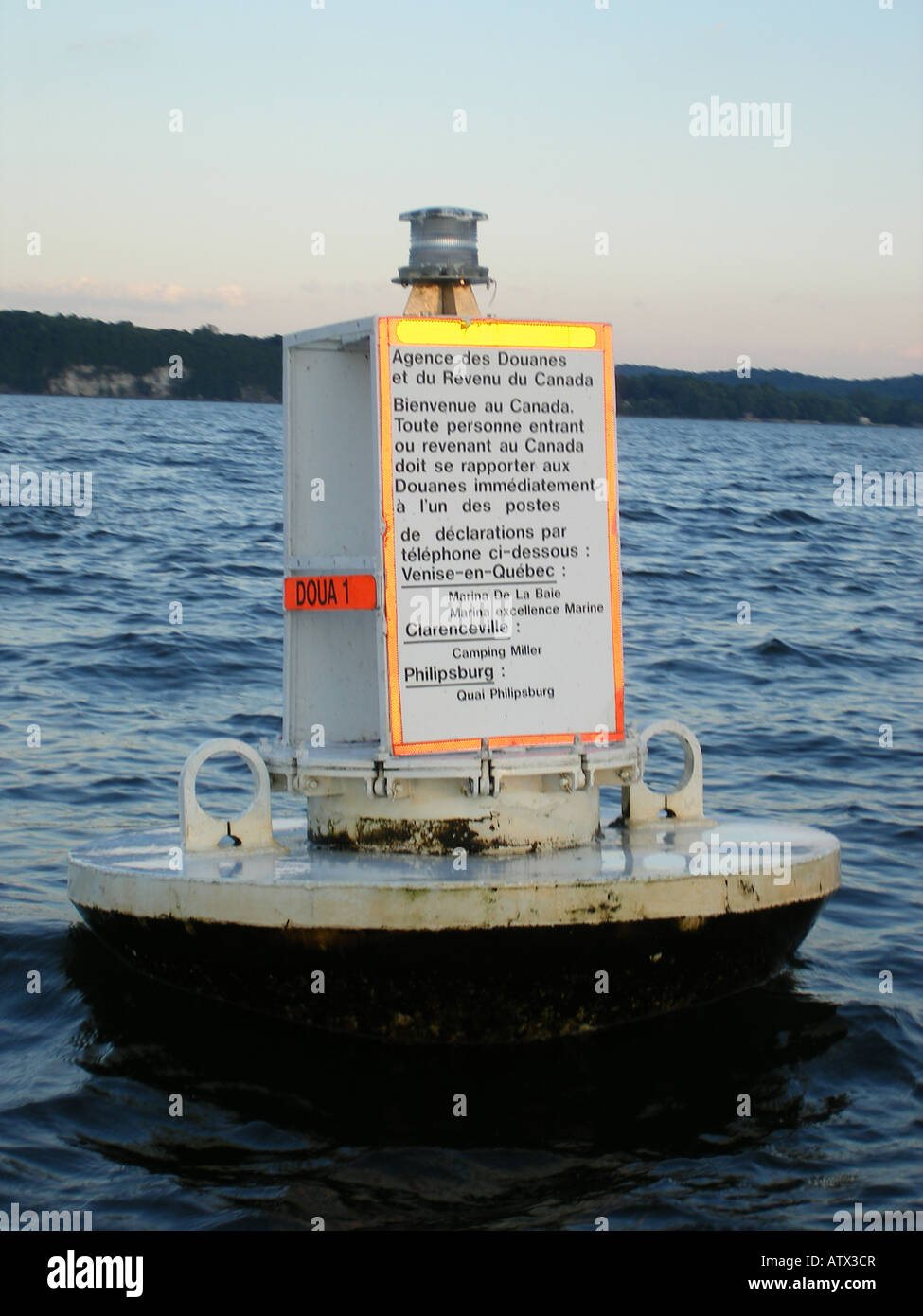 AJD59694, border crossing buoy, Lake Champlain, St Albans, VT, Vermont, Canadian Border Stock