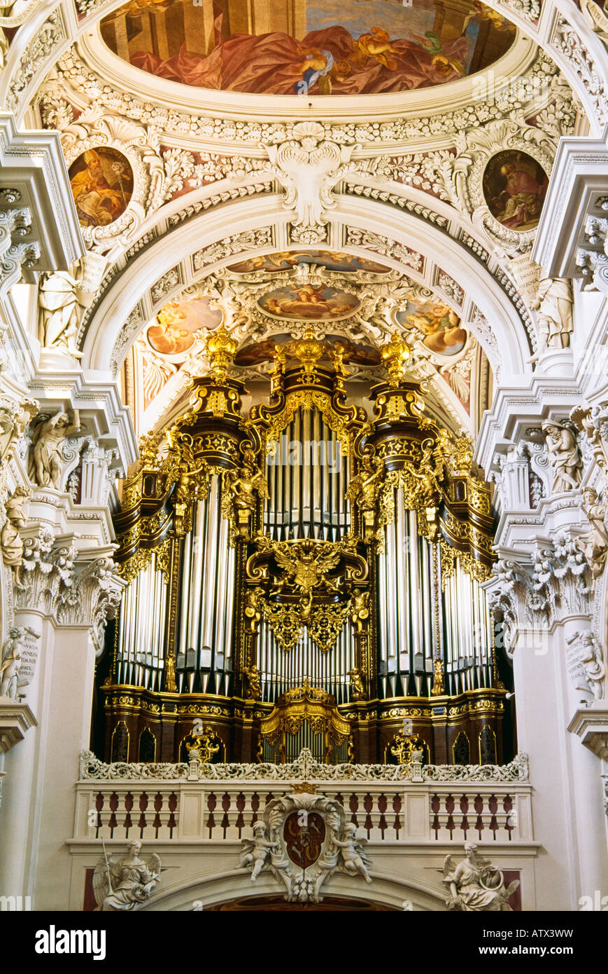 Pipe organ in Passau Cathedral, Passau, Bavaria, Germany Stock Photo