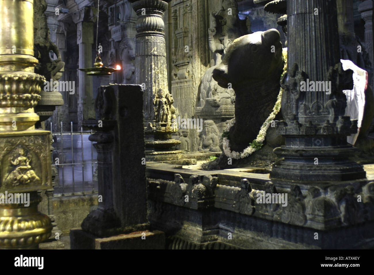 Statue of Nandi bull , Sri Meenakshi Temple , Madurai , Tamil Nadu