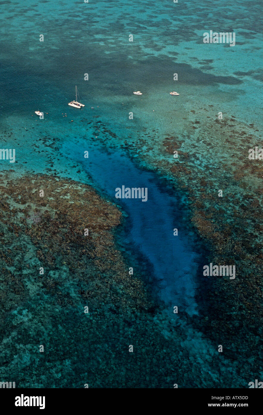 BELIZE Barrier Reef AERIAL OF Hol Chan Marine Reserve Ambergris Cay Stock Photo
