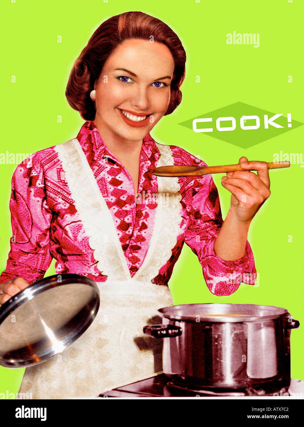 housewife COOKING Montage Illustration Stock Photo