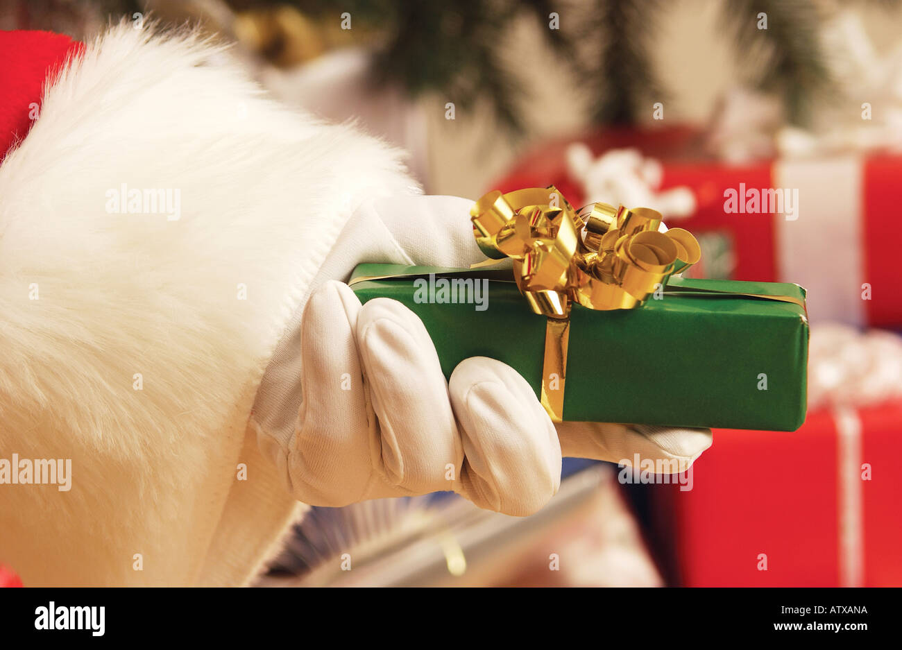 Santa Handing Out Gifts Stock Photo Alamy