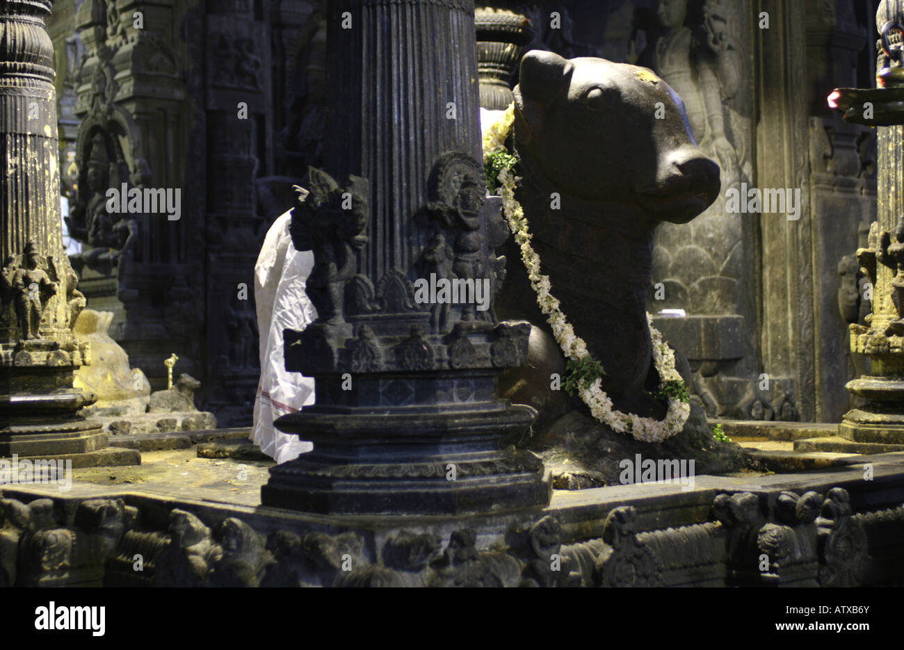 Statue of Nandi bull , Sri Meenakshi Temple , Madurai , Tamil Nadu