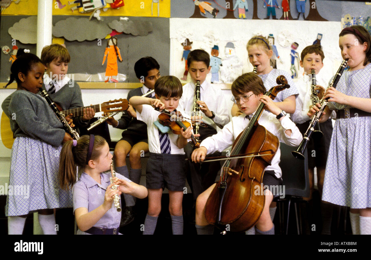 Group of children playing in a school orchestra at South London