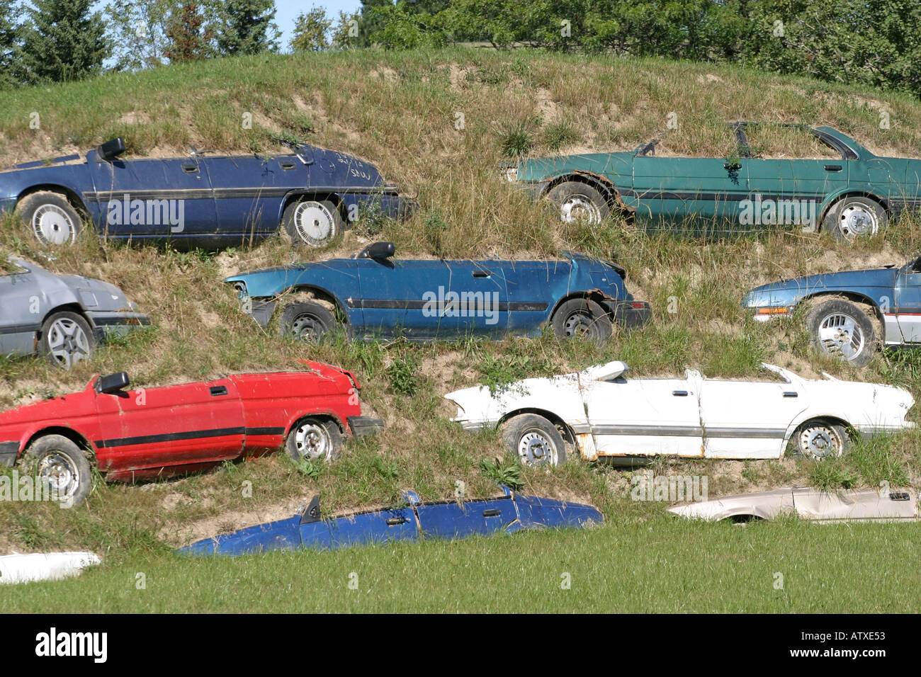 cars embedded in hillside Stock Photo Alamy