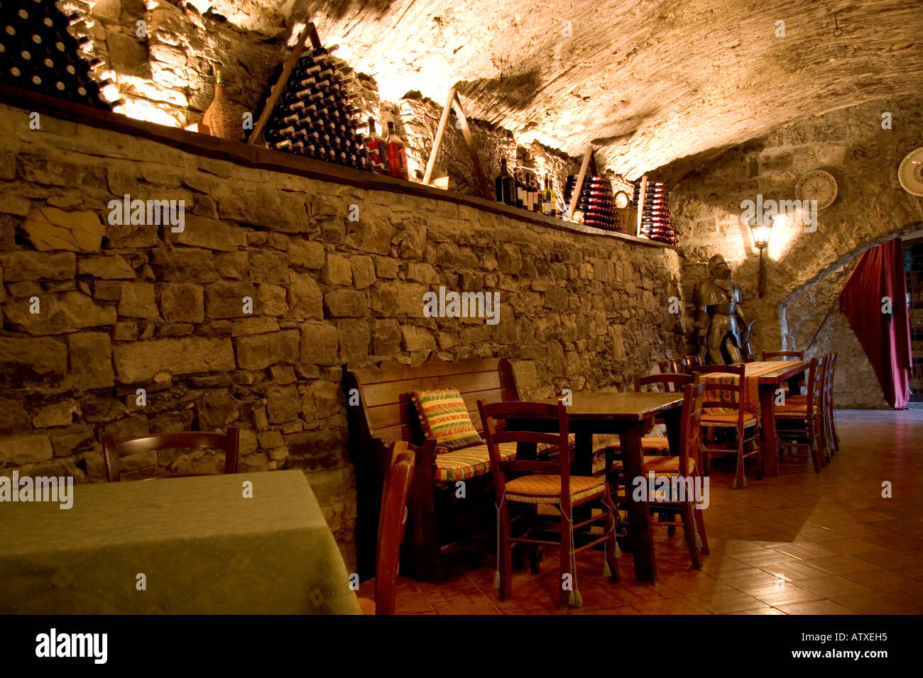 Country style restaurant Spaltenna castle Gaiole in Chianti Tuscany Italy Stock Photo
