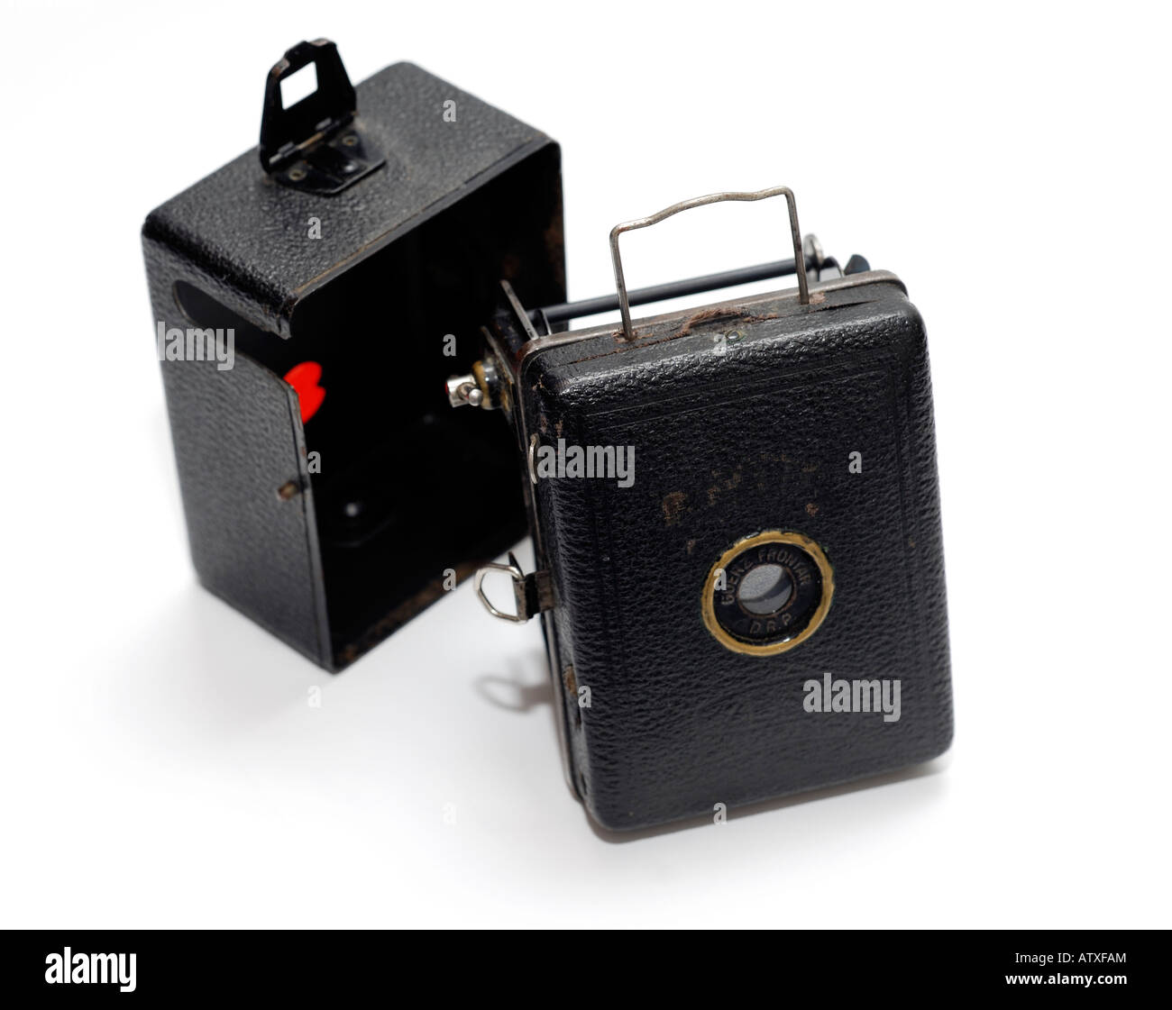 inside Antique black box camera Stock Photo