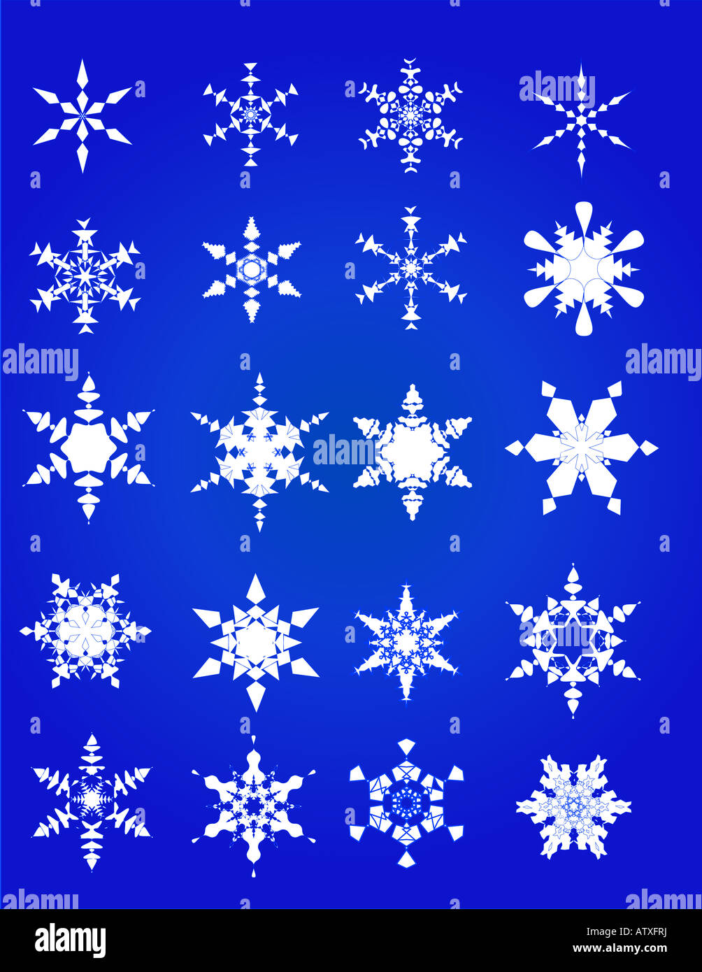 20 Unique Snowflakes for use singly or all at once as a background ...