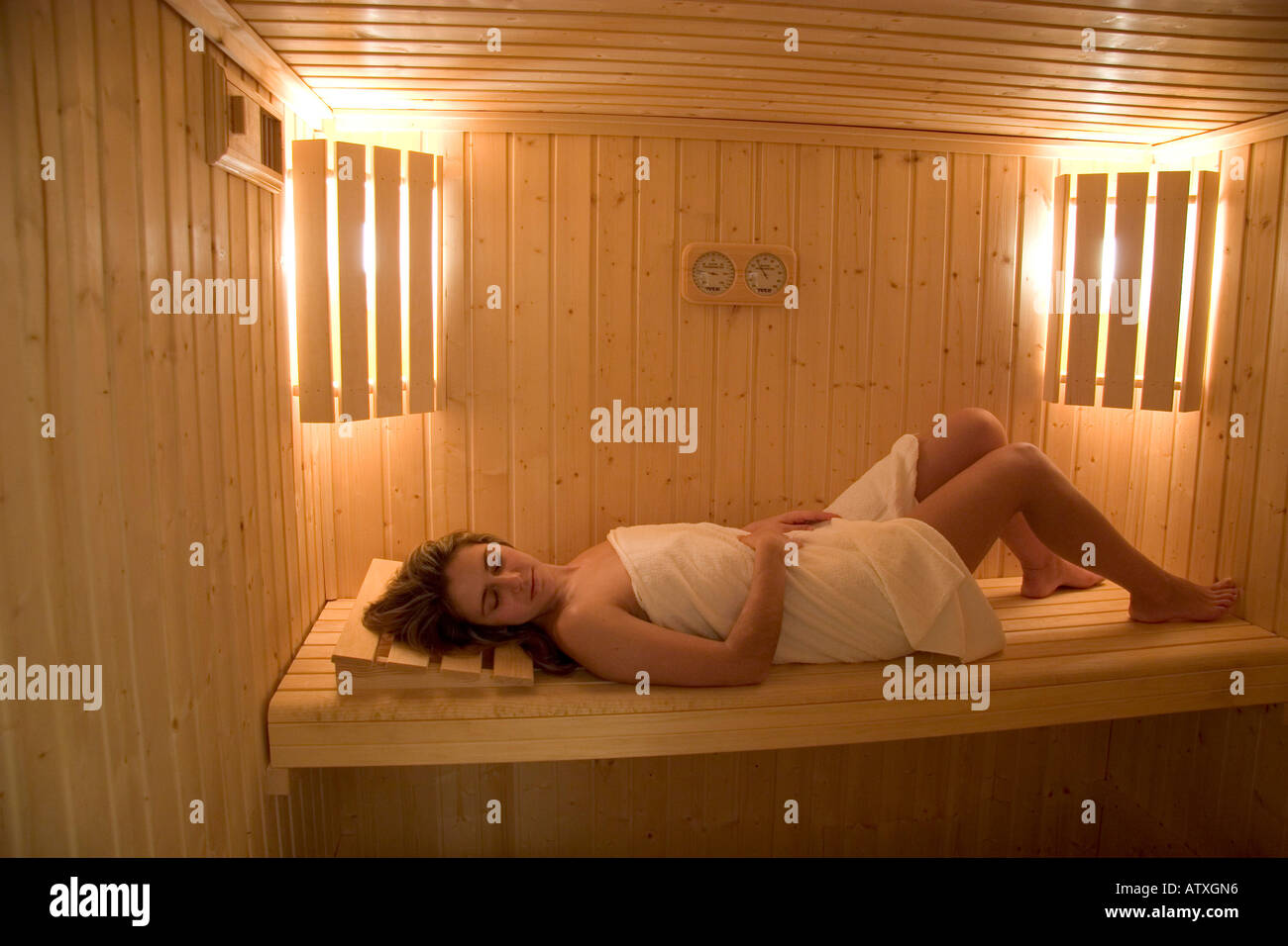 Finnish sauna I Pionieri Hotel Val di Luce Abetone Tuscany Italy Stock Photo