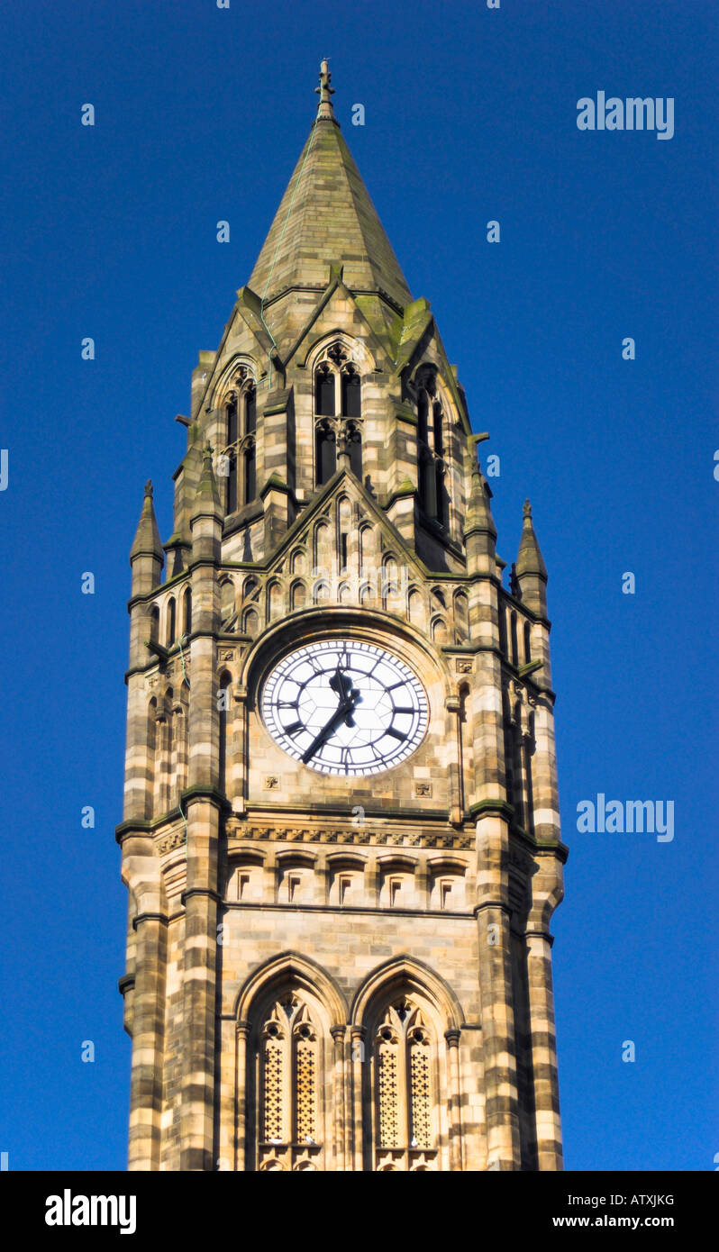 The clock tower of Rochdale Town Hall. Rochdale, Greater Manchester