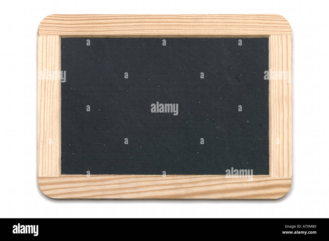 Victorian style black writing slate with wooden frame on white background Stock Photo