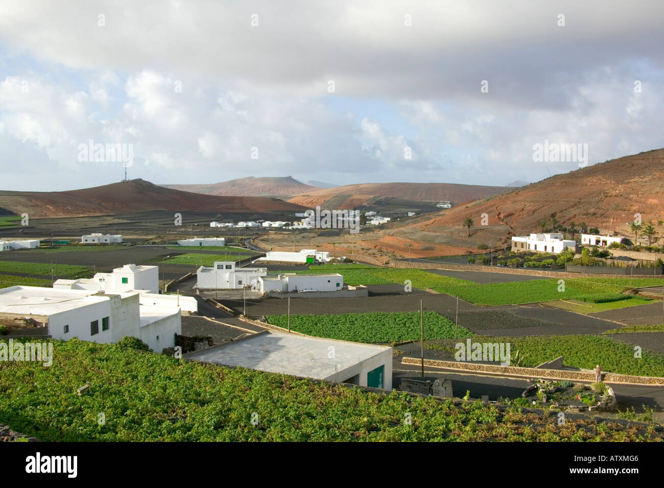 Los Valles with surrounding crops Stock Photo