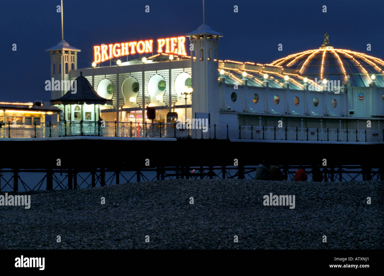 Entrance Of Brighton Pier Lit Up In The Evening Brighton South East 