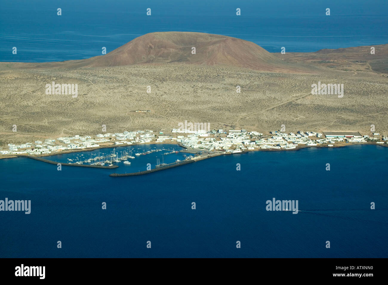 View from mirador del rio to caleta del sebo hi-res stock photography ...