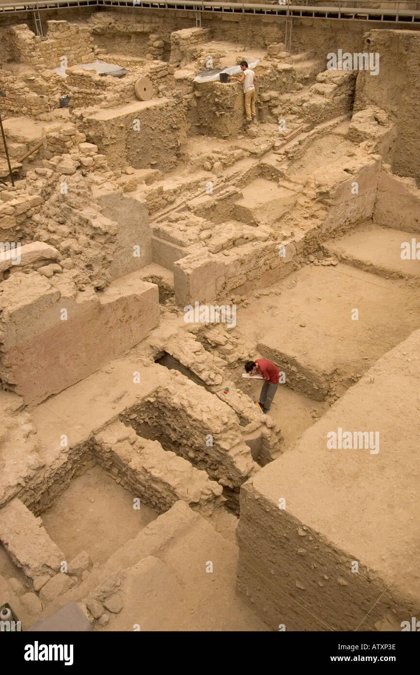Archaeological excavation going on inside the Se, Lisbon, Portugal Stock Photo