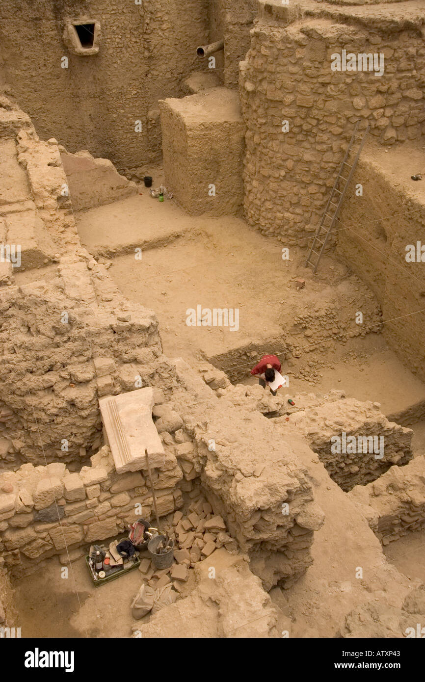 Archaeological excavation going on inside the Se, Lisbon, Portugal Stock Photo