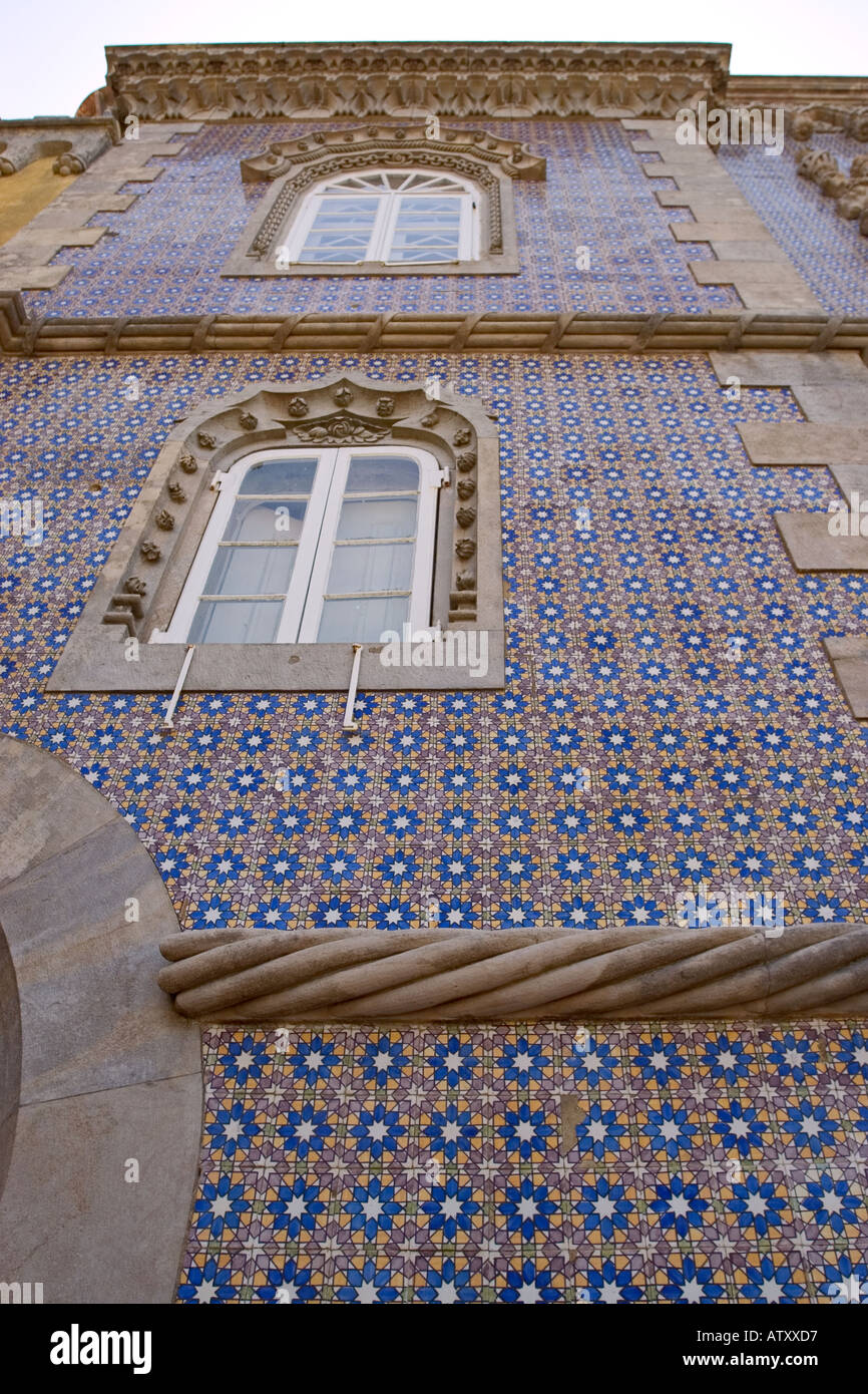 Tiled Building Palácido Nacional da Pena Sintra Portugal Stock Photo