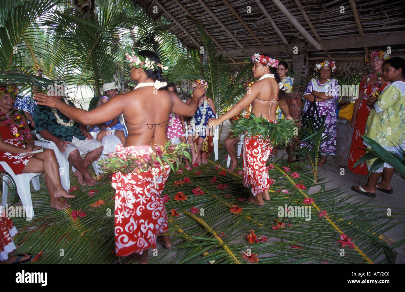 South Pacific Bora Bora wedding dance Tahiti Stock Photo