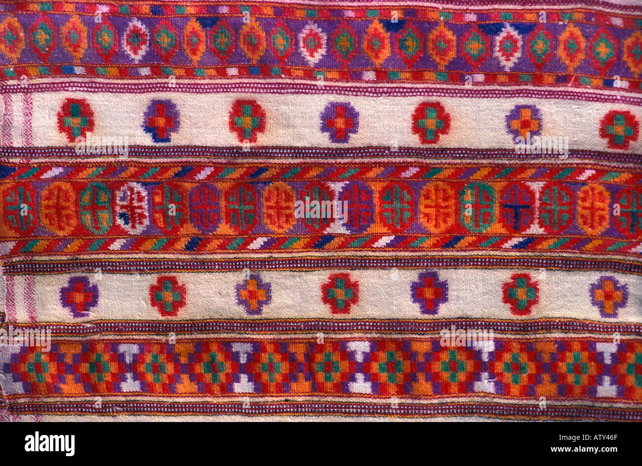 Woven wool textile with Geometric motifs from the Kinnaur mountain area