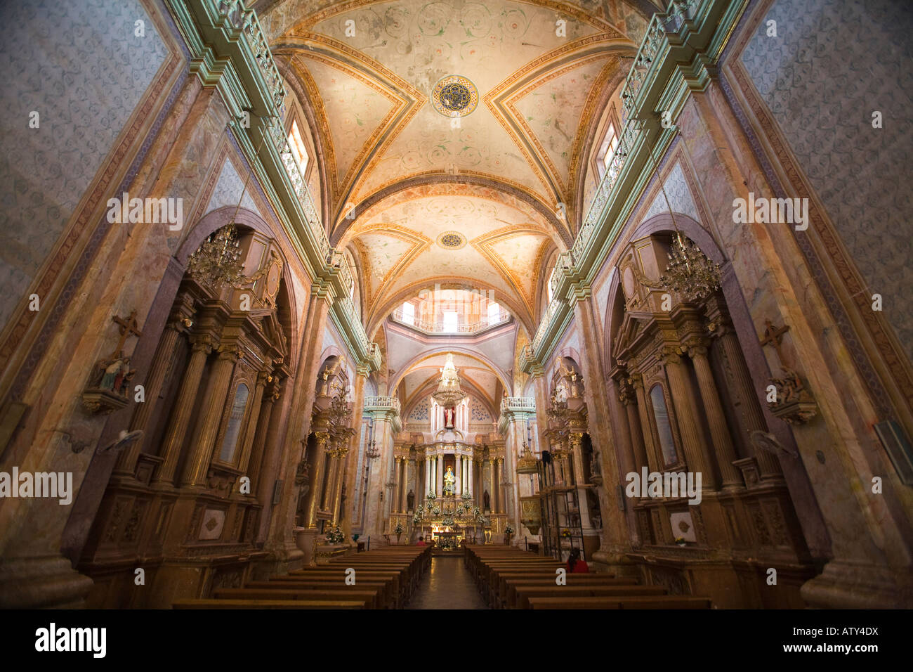 MEXICO Guanajuato Interior of Our Lady of Sorrows Parish Church 18th century cry for Independence made annually in atrium Stock Photo