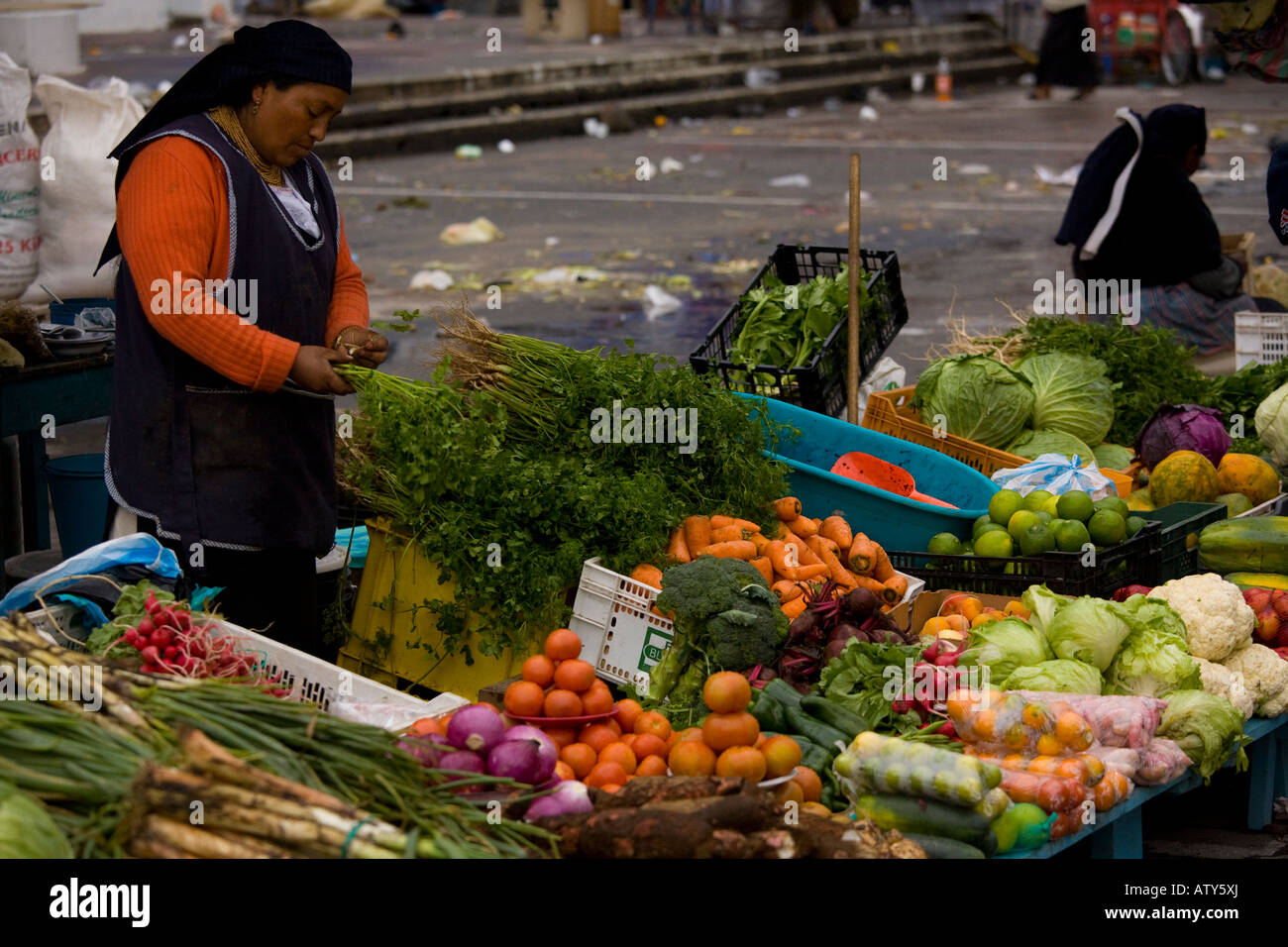 Otavalo fruit and vegetable market in the Andean highlands of Ecuador