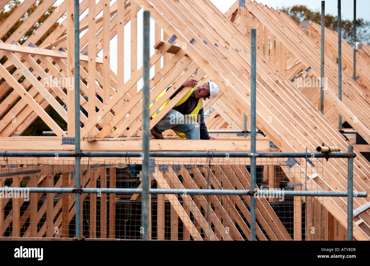 Up on the roof of one of 32 new houses being built at Knowle Village