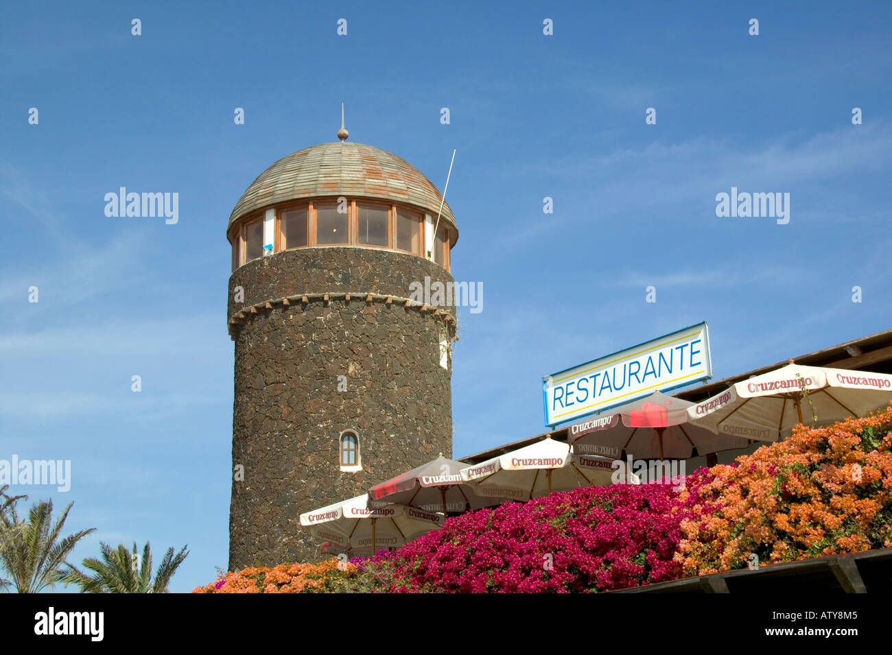 Old lighthouse next to restaurant Caleta de Fuste Stock Photo - Alamy