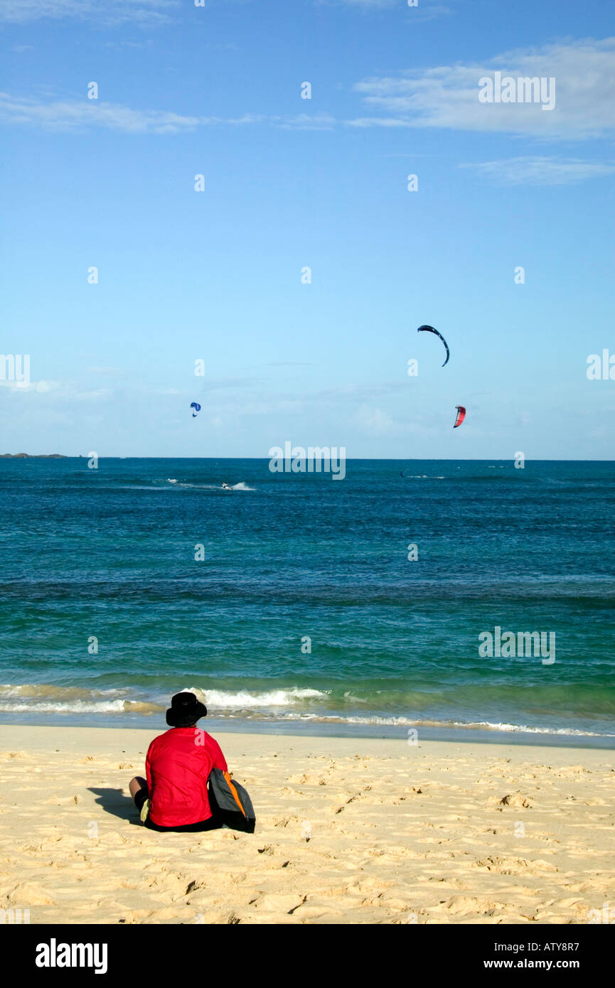 Flag Beach KiteSurfing Corralejo Stock Photo Alamy