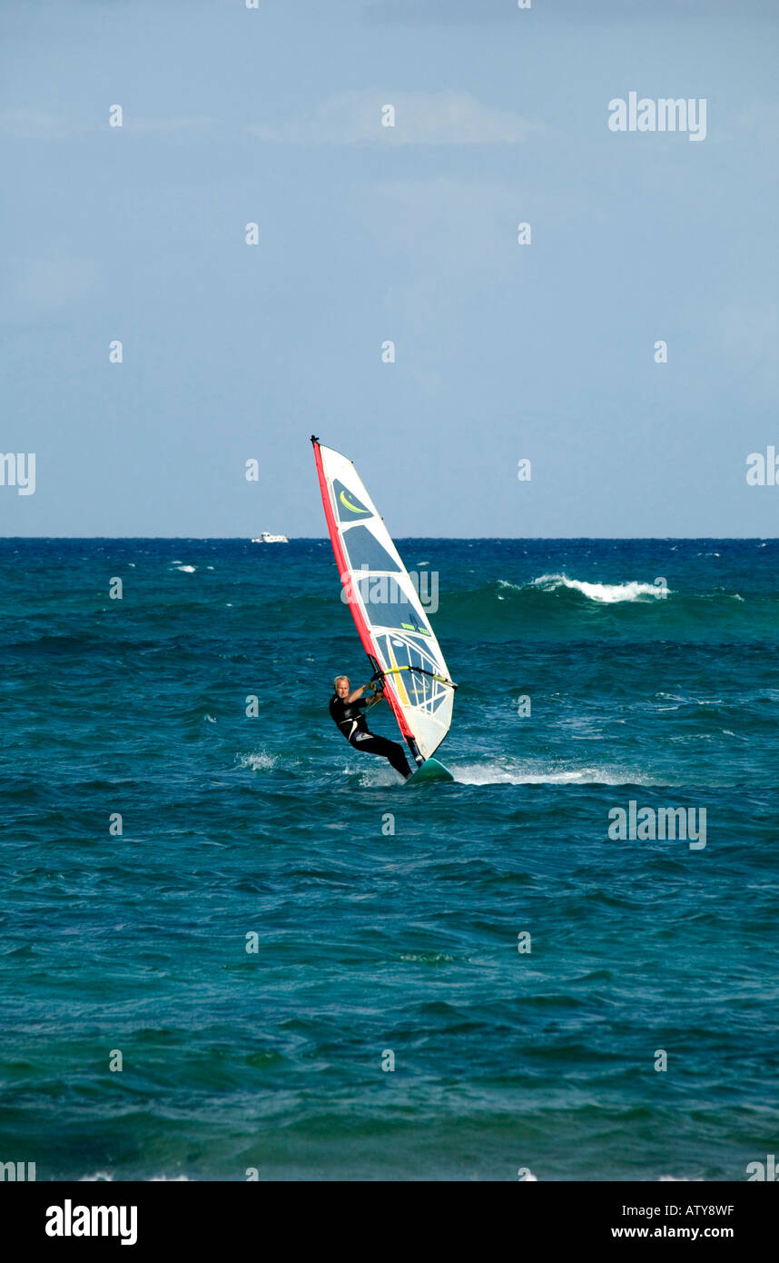 Flag Beach WindSurfing Corralejo Stock Photo Alamy