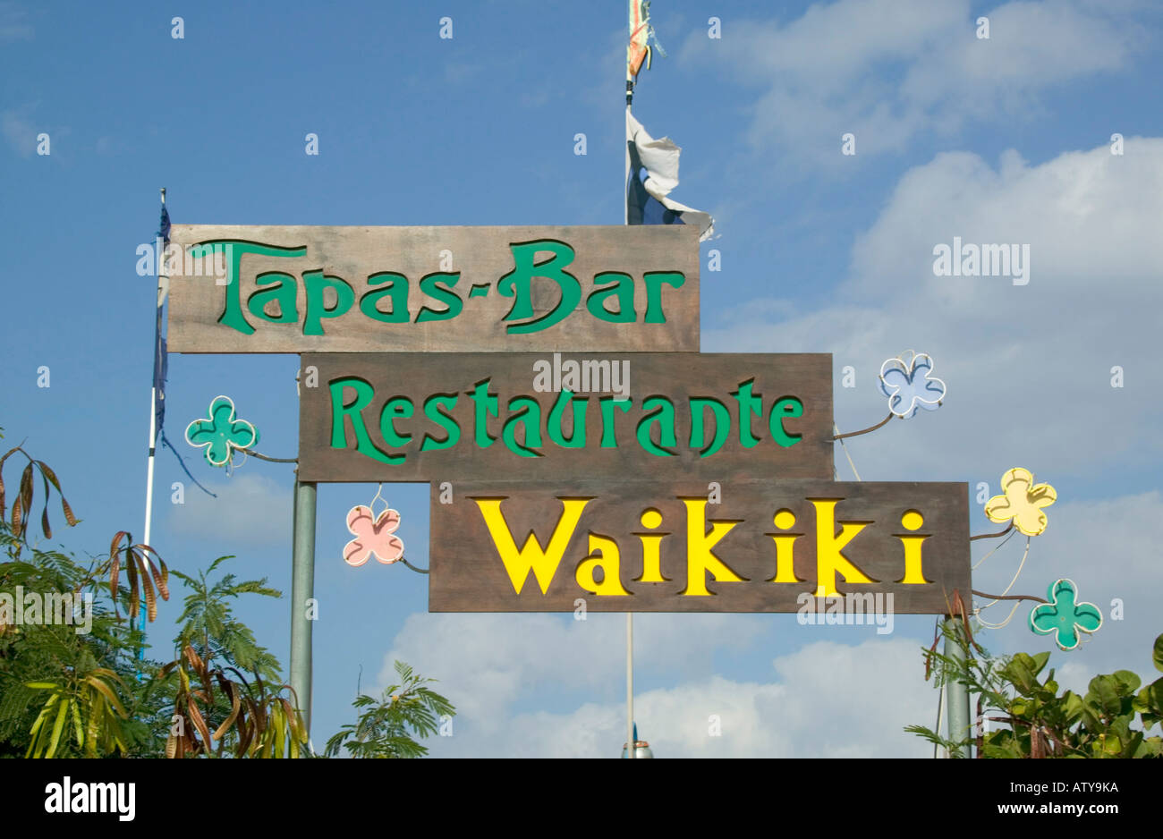 Waikiki restaurant tapas bar on Playa de los Verilitos Corralejo Stock