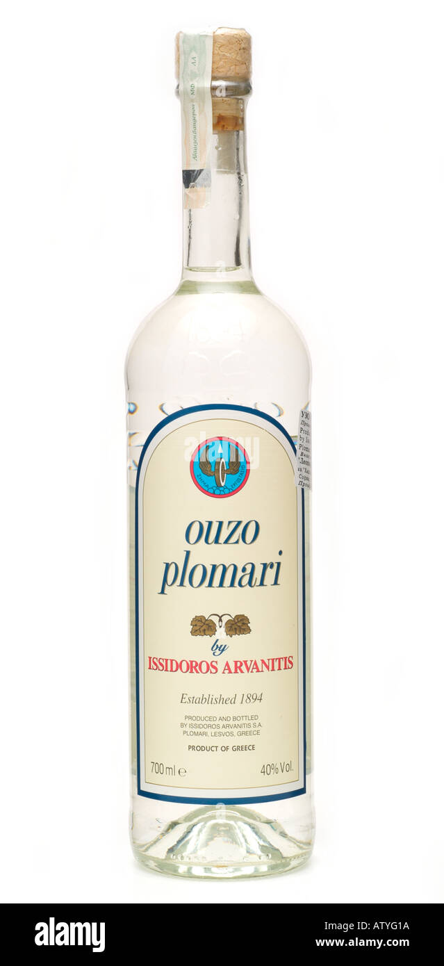 ouzo plomari issidoros arvanitis lesvos greece greek aromatic seed herbs aniseed authentic quality tradition Stock Photo