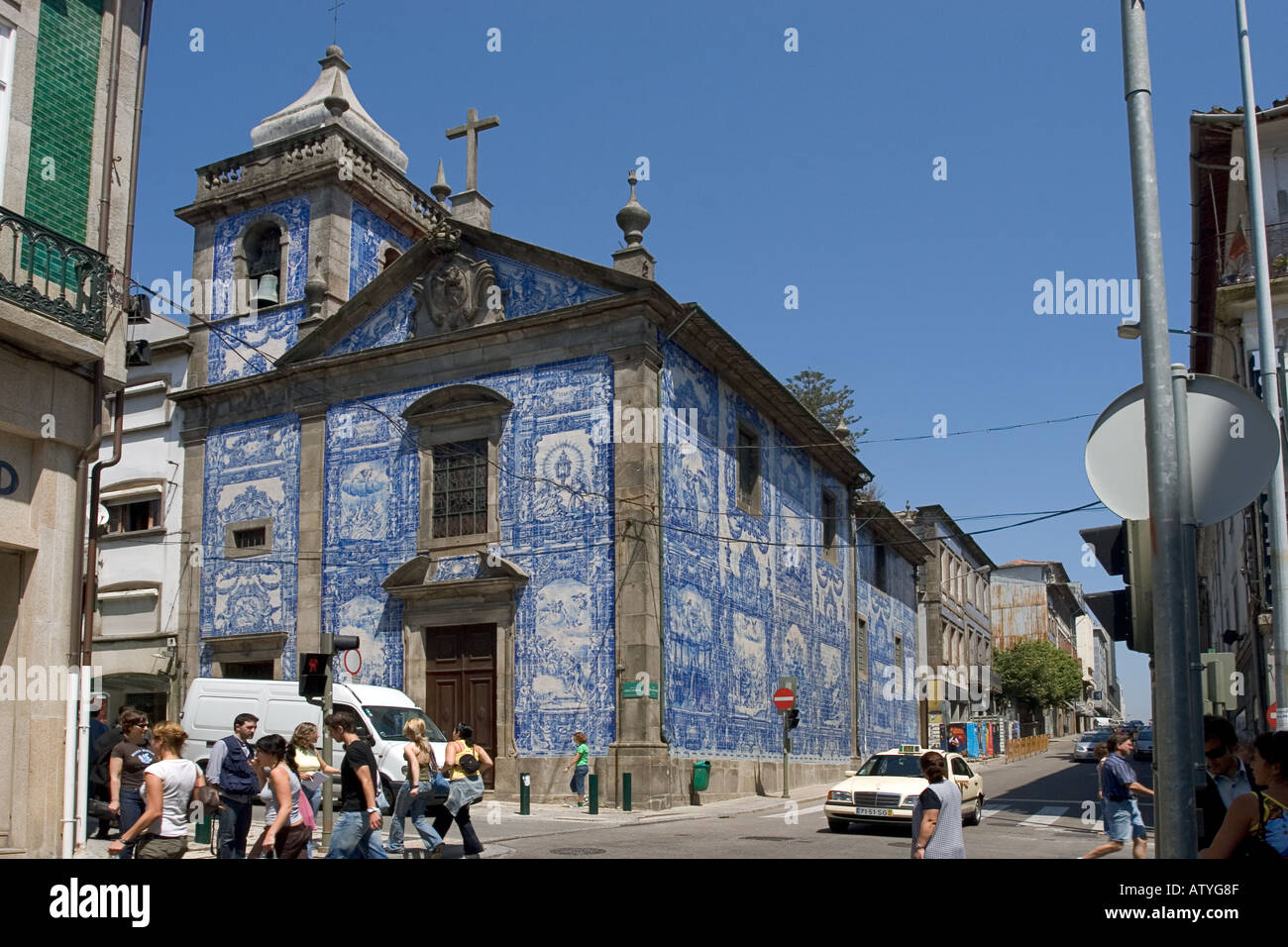 Azulejo Covered Church Capela das Almas Porto Portugal Stock Photo