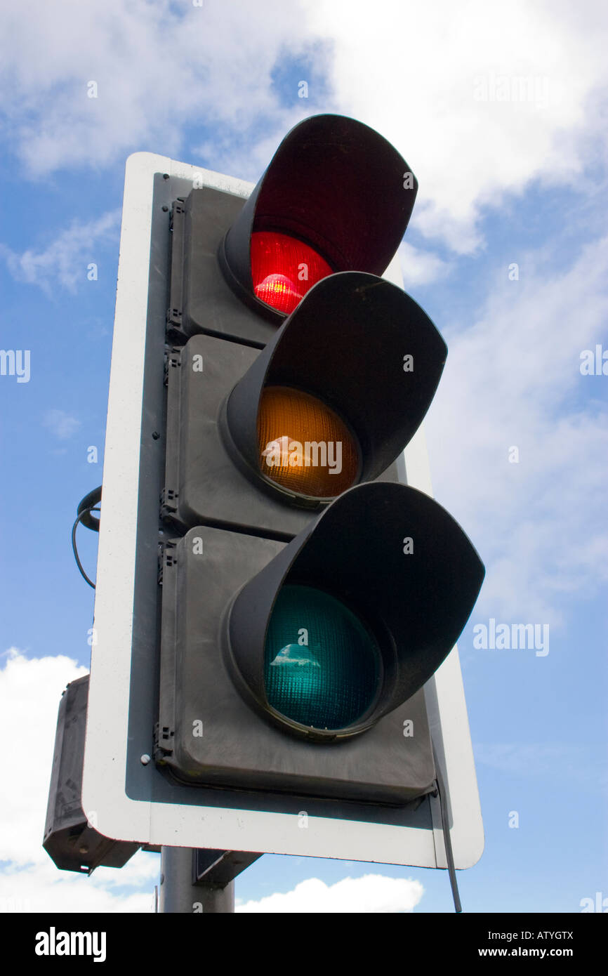 Traffic lights close up on red Stock Photo - Alamy