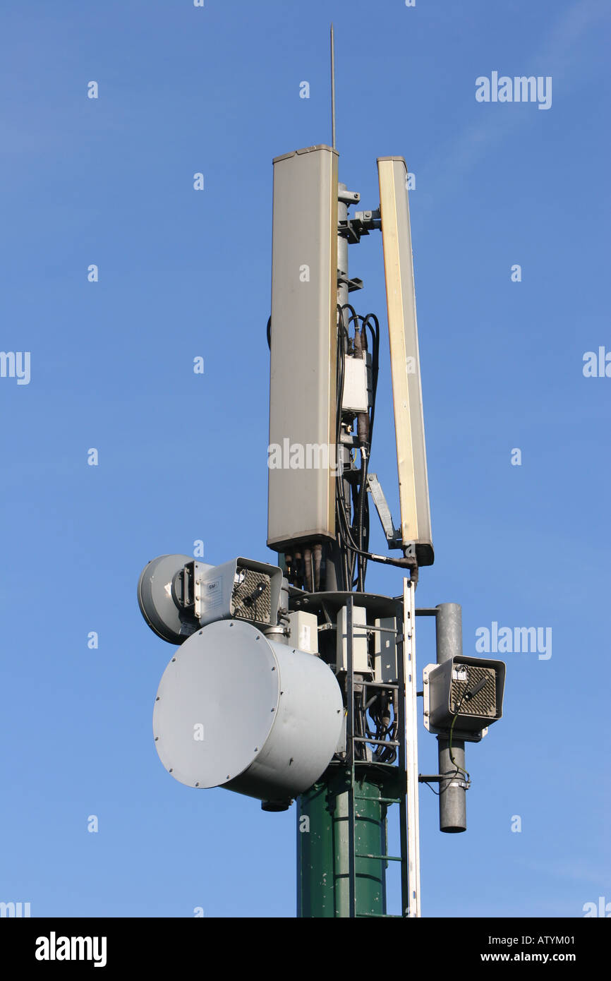 Mobile telephone mast installation Stock Photo
