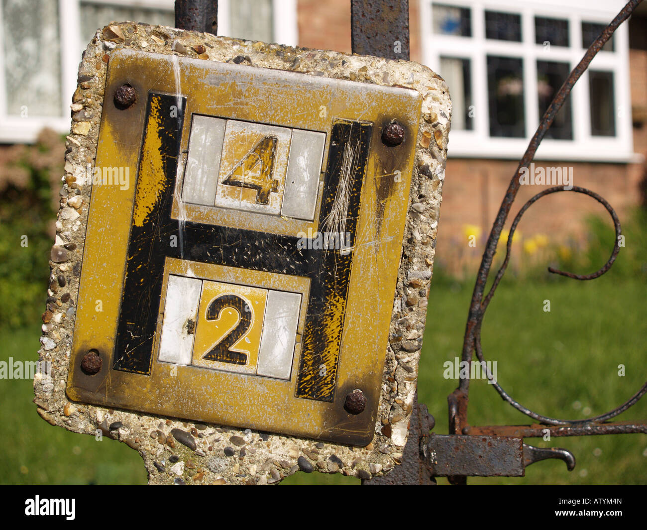 old concrete fire water hydrant location sign Stock Photo - Alamy