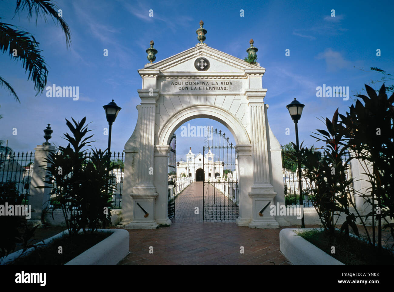 Entrance to a cemetery in Mompós Colombia Stock Photo