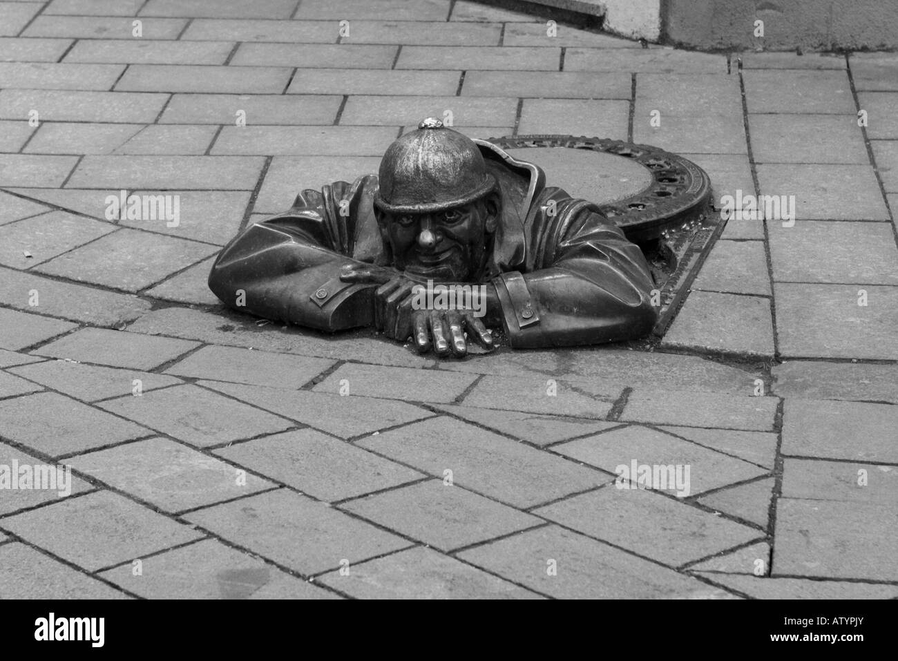 Bronze Statue in Laurinska street Bratislava Stock Photo