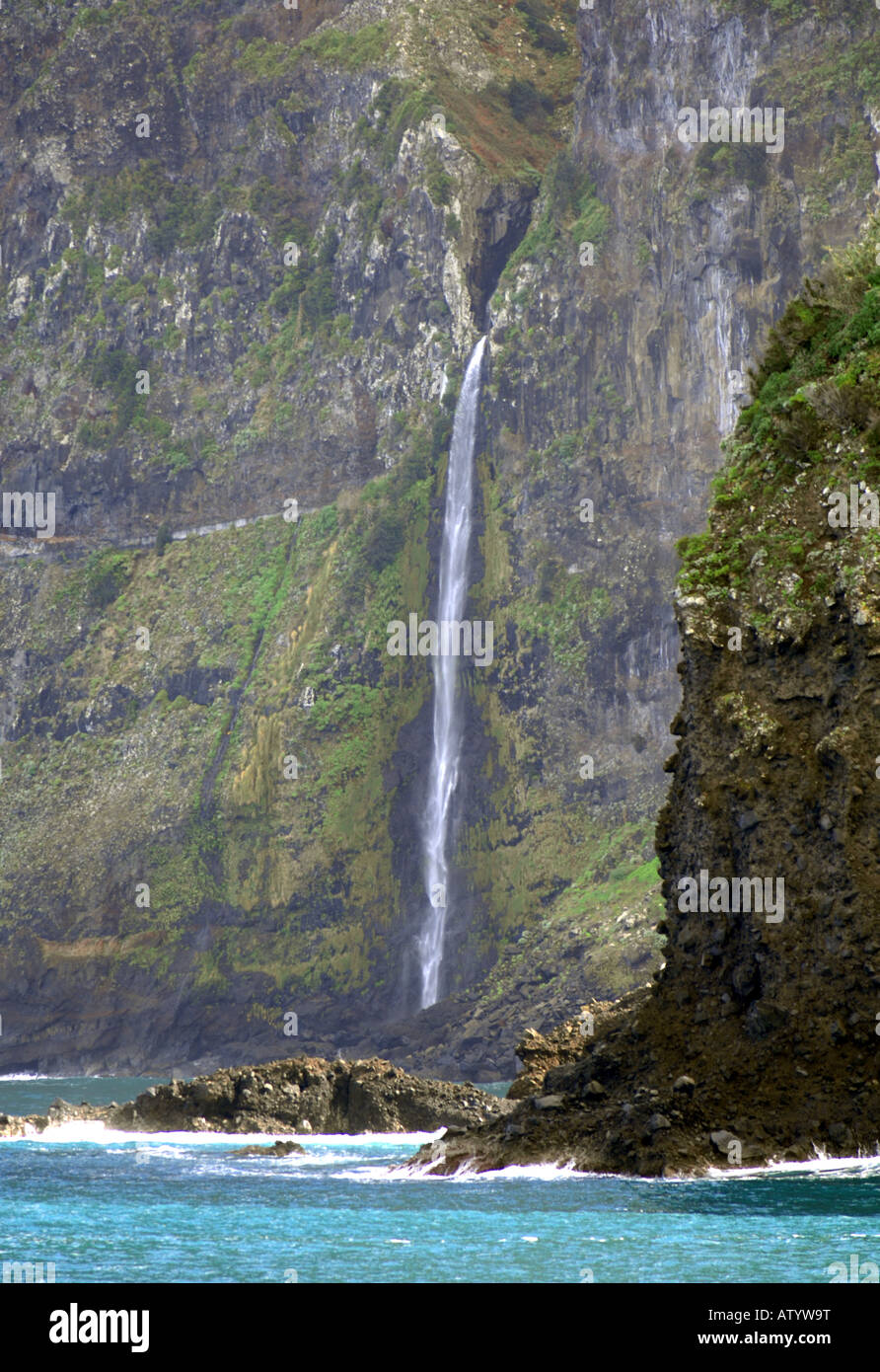 “Wedding Veil Waterfall” Madeira Stock Photo