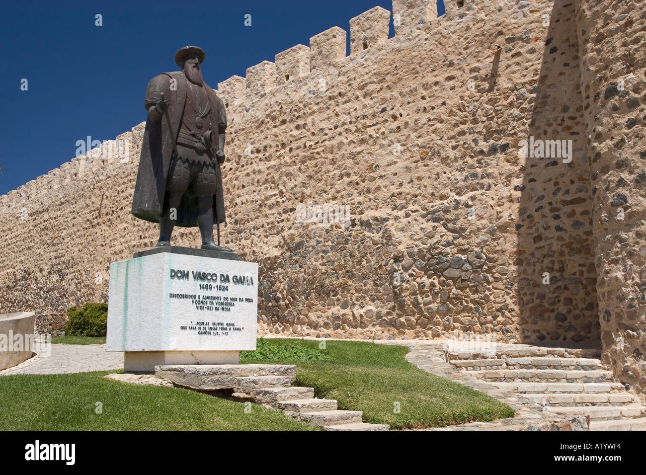 Statue of Dom Vasco Da Gama Sines Portugal Stock Photo