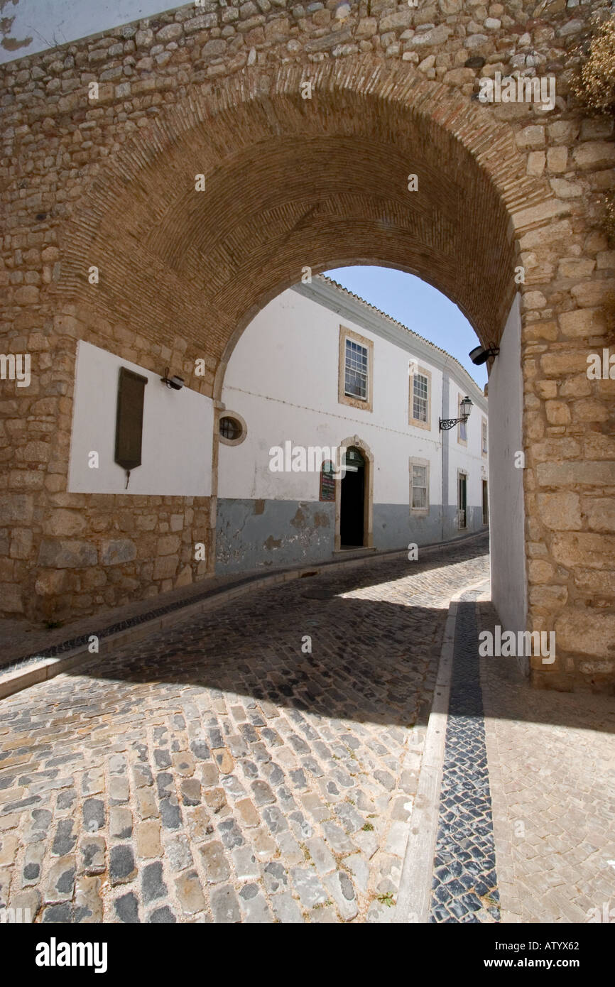 Gate to Cidade Velha Faro Portugal Stock Photo