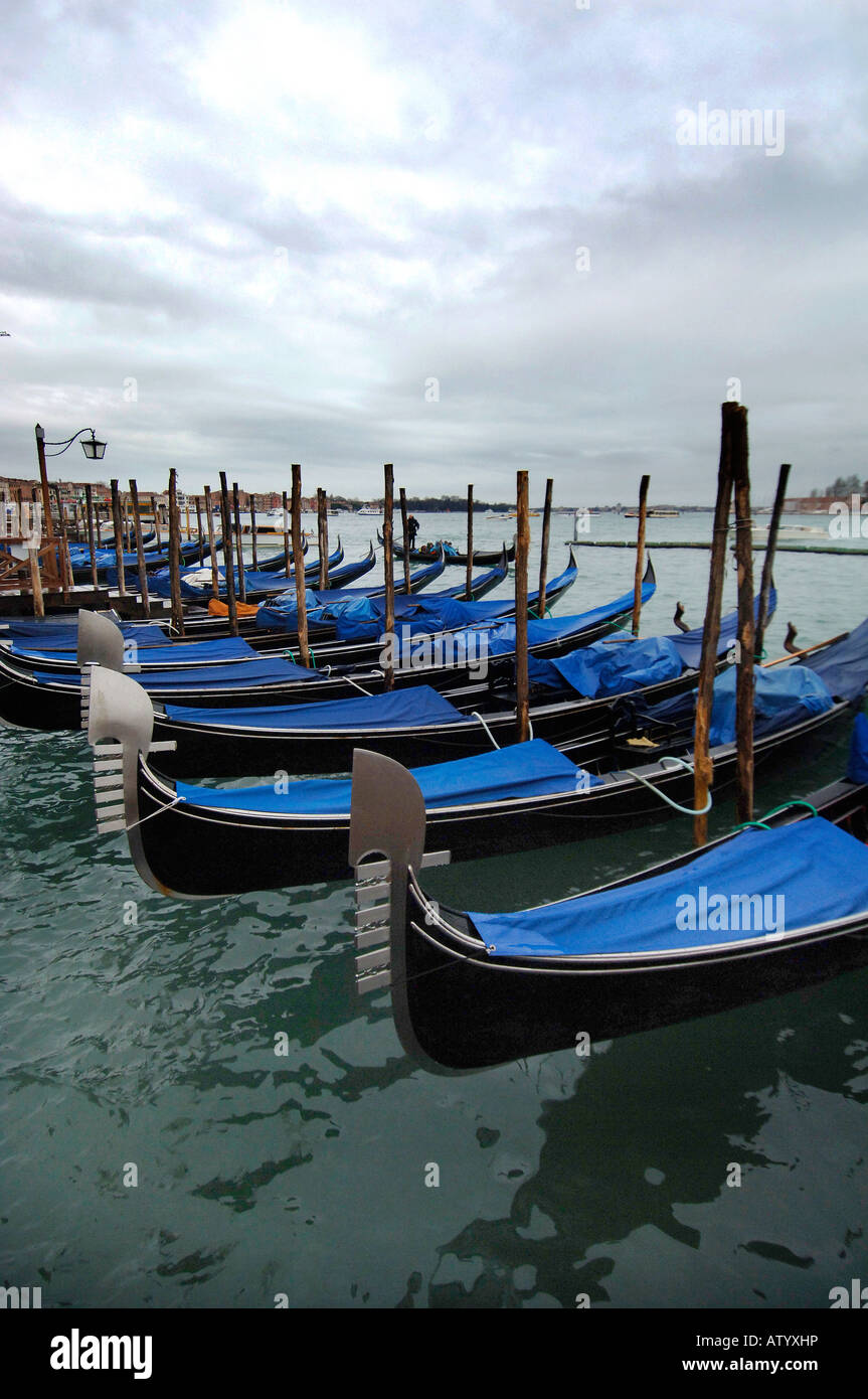 Gondolas on the canals and waterways of the city of Venice Italy The ...