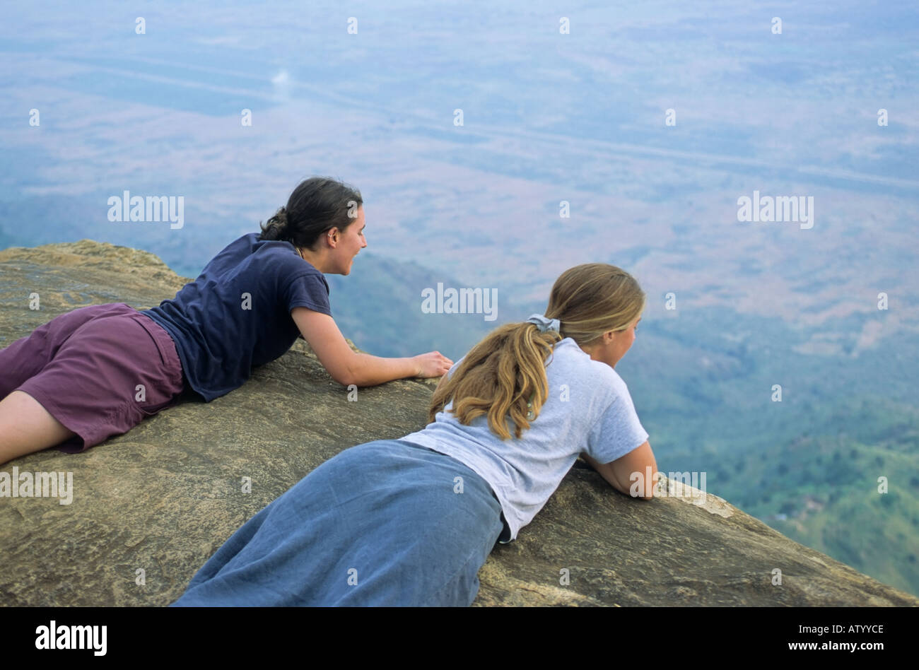 Tourists at Usambara Mountains, Lushoto Lookout, Tanzania Stock Photo