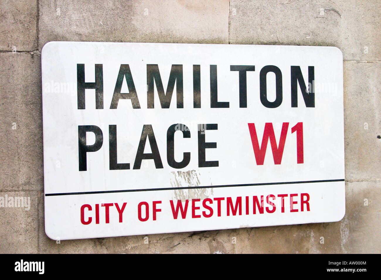 Hamilton Place London W1 street name sign Stock Photo Alamy