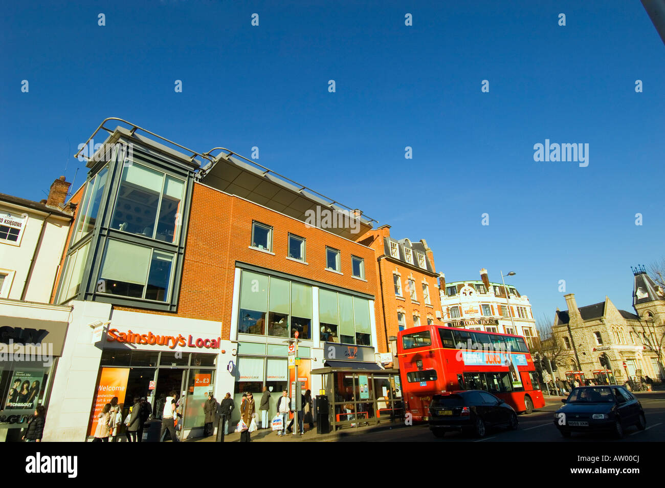 Shops and people on Uxbridge Road Ealing Broadway W5 London United