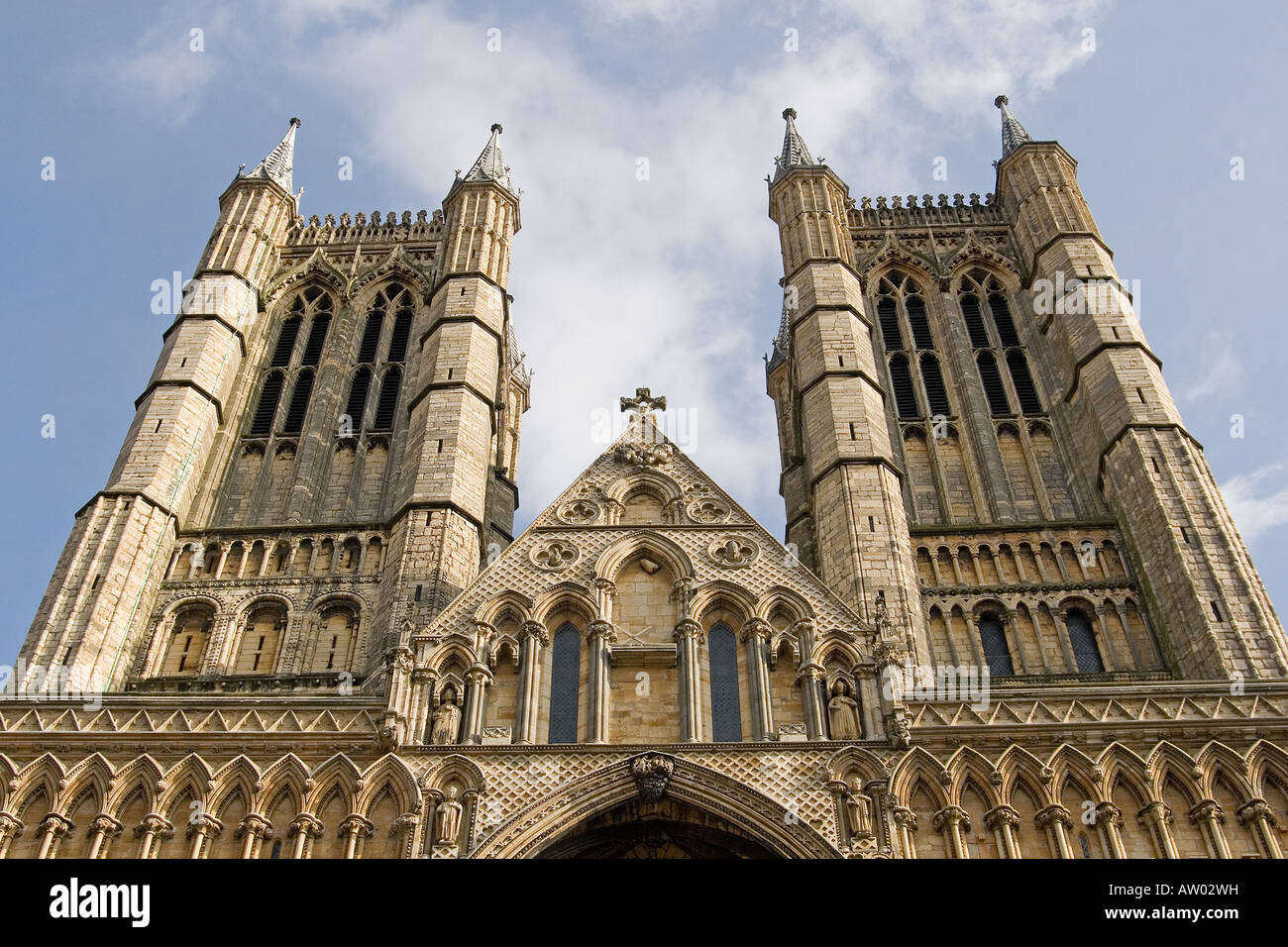 West Towers and facade Lincoln Cathedral Stock Photo - Alamy